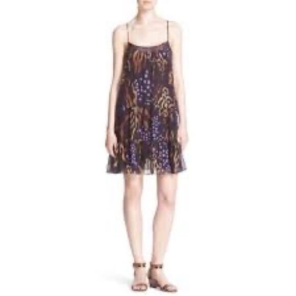 DIANE VON FURSTENBERG XS Baylee Aquarius Aubergine Silk Dark Fairy Babyd… - Picture 1 of 10